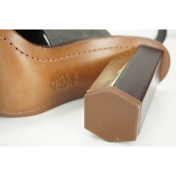 Tory Burch Black Leather Bleeker Wide Strappy Sandals Size 6.5 Hex Heel NIB - Picture 4 of 9